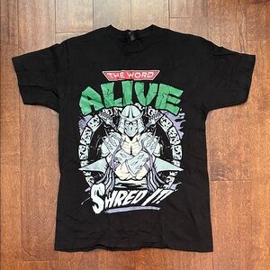 The World Alive Black Cotton Graphic Band T-Shirt, Size Medium, NWOT